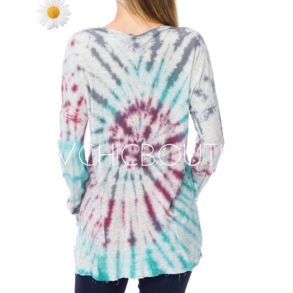 Teal & Purple Thermal Thermal Knit Tie Dye - Picture 3 of 7